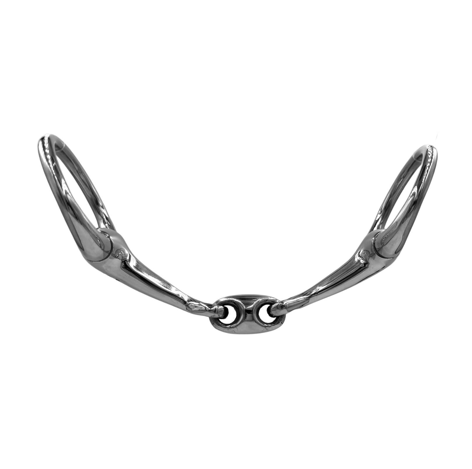 ES0123 Gebiss Olivenkopfgebiss Olivenkopftrense Doppelt Gebrochen aus Edelstahl Ringdurchmesser 55 mm Gebissstärke 14 mm (12.5 cm)