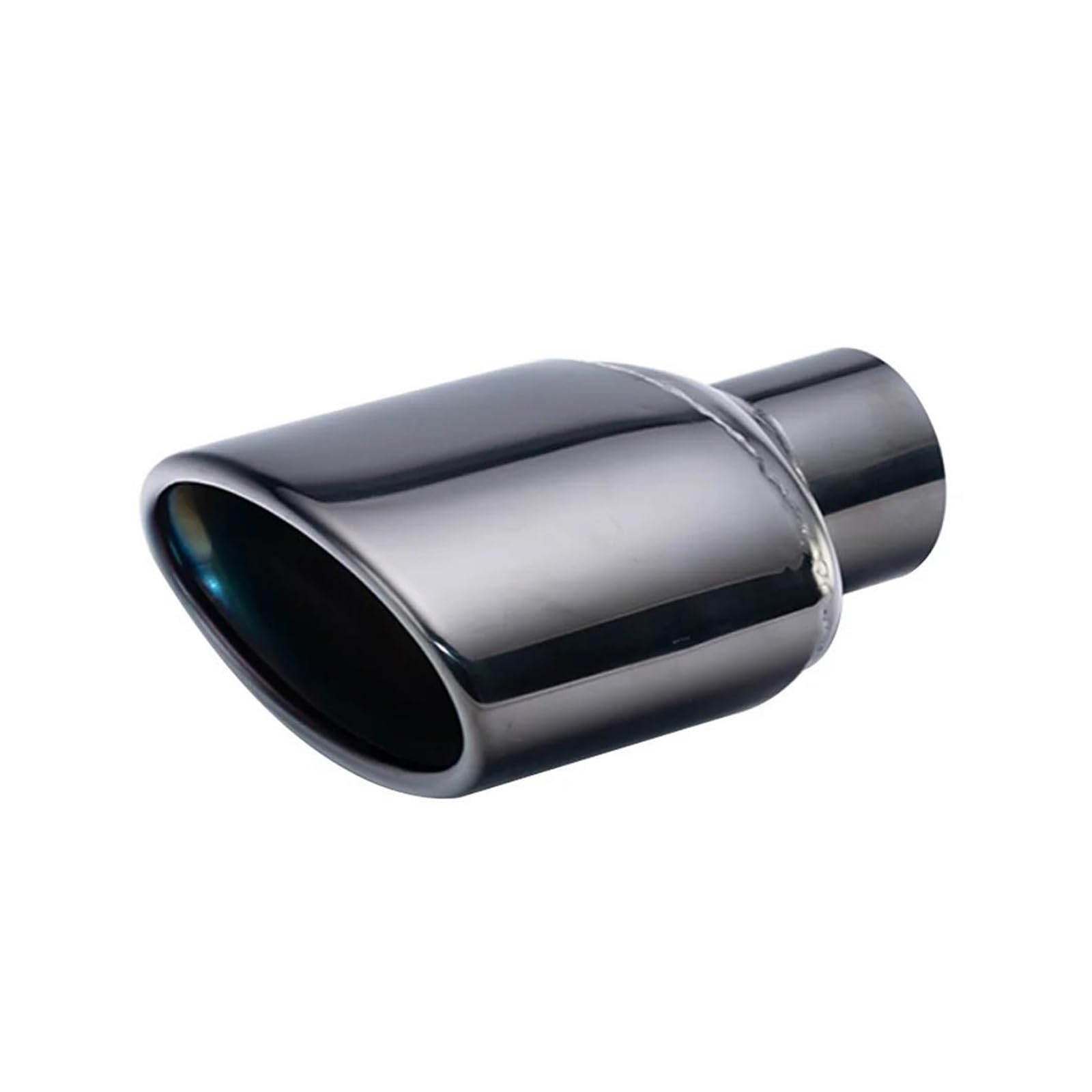 Car Exhaust Tailpipe Stainless Steel Car Exhaust End Tip Interface 57mm Slant Rolled Outlet Auto Muffler Tail Pipe Silencer For A G Accessories Dual Exhaust Pipes(Black)