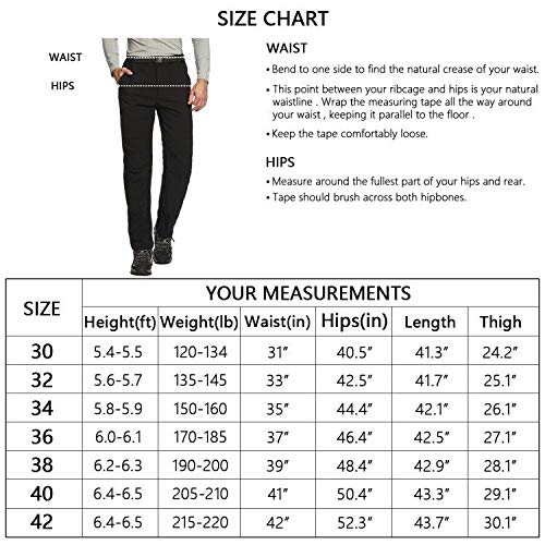 Hubunucc Men's Fleece Lined Soft Shell Winter Ski Insulated Water And Wind-Resistant Hiking Rain Pants,Mh4409,Black,Us 36 #TOP5