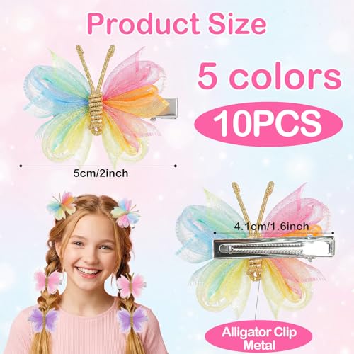 10 pinzas de pelo mariposa, mini barrettes de 2 pulgadas miniatura 2