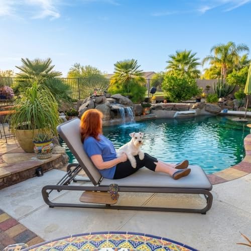 Image of PURPLE LEAF Outdoor Patio Chaise Lounge Chairs with Thick Cushion Coffee