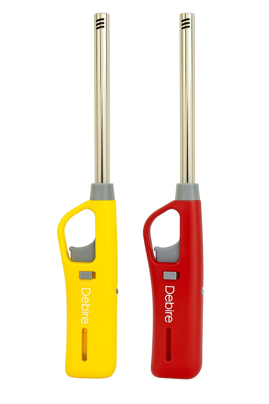 DEBIRE Steel-Plastic Kitchen Gas Lighter - Long Lasting, Refillable, Flame Adjustable Lighters | Premium Kitchen Tools Lighter for Gas Stove, Candles | 26mm, (Yellow/Red) (Pack of 2)