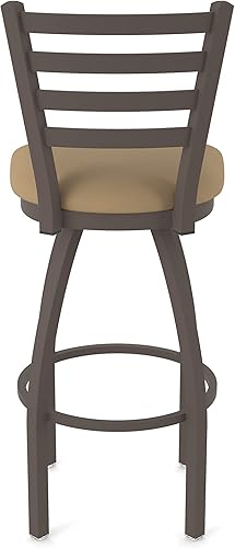 Miniatura 64 de 410 Jackie Taburete de bar giratorio de 36 pulgadas con acabado bronce y asiento de vinilo negro Vinilo negro,Canter Burdeos,Tierra Canter,Canter