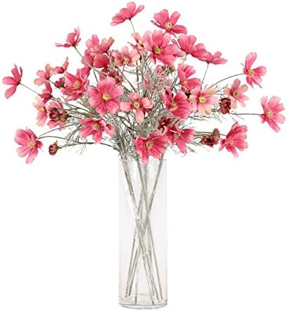 Artfen 6 Pcs Artificial Calliopsis Flowers Fake Silk Flower Table Kitchen Home Garden Party Wedding Decoration Approx 24'' High Classic Pink No Vase