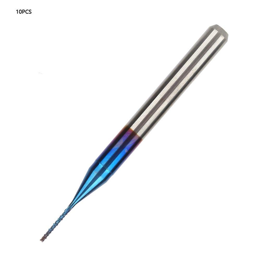 Zestaw frezów z węglika wolframu, 10 sztuk, 0,5 mm, do obróbki CNC, PCB, formy, tworzywa sztucznego, miedzi