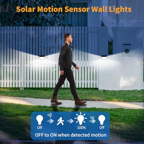 K KASONIC Solar Dual-Sensor Fence Lights, 6500K Waterproof Motion Lamps with 300° Wide Lighting Angle for Garden, 4 Pack Outdoor Wall Step Light for House - Image 5