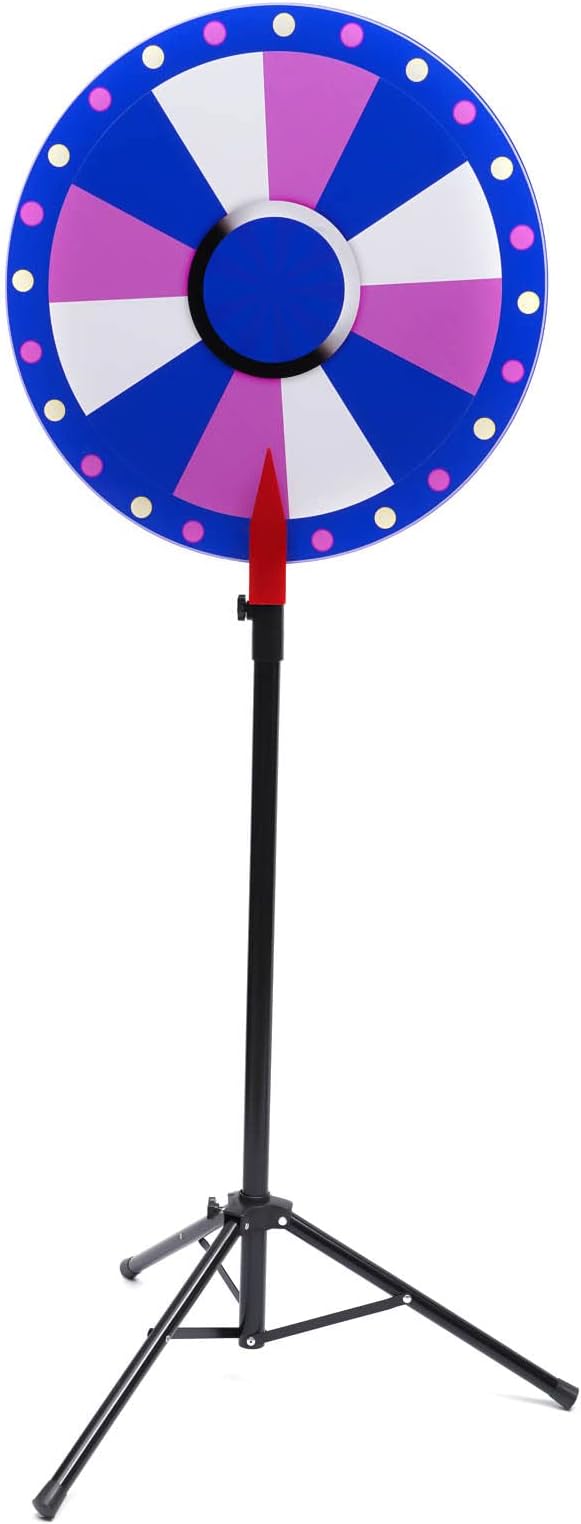 MINUS ONE 24" Color Prize Wheel, Spinning Prize Wheel 12 Slots Color Roulette Wheel with Folding Metal Tripod Floor Stand, Spin the Wheel the Fortune Spinner Party Pub Game for Carnival Trade Show
