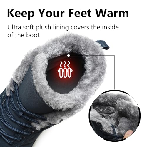 Image of Mens Womens Snow Boots Winter Barefoot Shoes Warm Fur Lined Short Ankle Booties Outdoor Anti-Slip Wide Toe Box Walking Winter Shoes