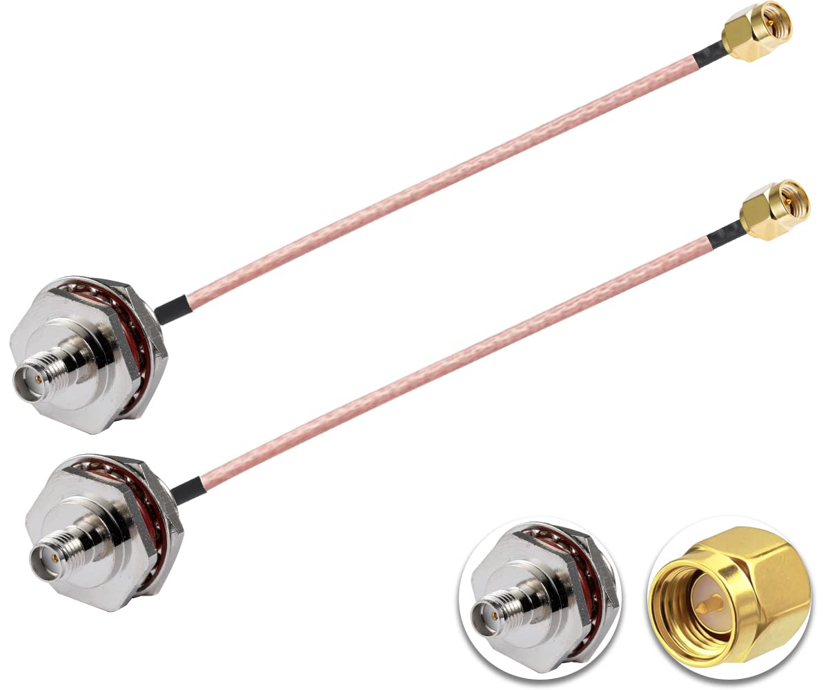 SMA-Kabel, SMA-Stecker auf SMA-Buchse, wasserdichte Box, M16, 15 cm, RG178 RF Koaxialkabel für Router, Antenne, Signalverstärker, kabelloser Adapter, 2 Stück