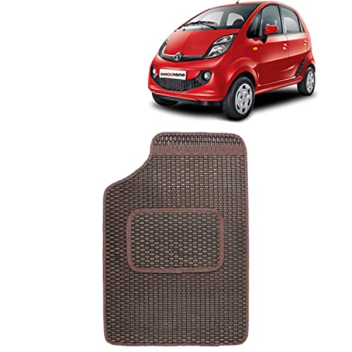Image of Kingsway Dotted Design Car Floor Foot Mats Universal Fit for Tata Nano, Model Year : 2008 Onwards, Water and Dustproof, Color Brown, Set of 5 Pieces