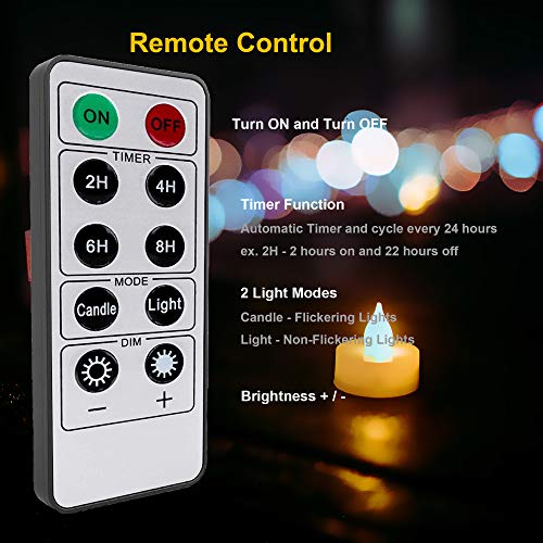 Image of iZAN 6-Pack Flameless LED Battery Operated Tealight Candles with Remote and Timer Flickering Electric Tea Lights for Christmas Home Party Wedding Decorations 1.5 inchx1.6 inch Batteries Included
