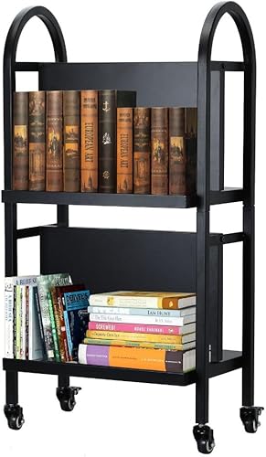 Carrito de libros con ruedas para biblioteca, 34 pulgadas de alto, capacidad de 100 libras de doble cara para una fácil organización, carrito de disponible en Yaxa Colombia