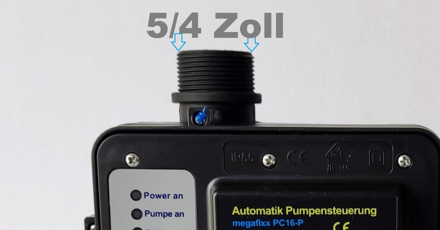 Pumpensteuerung megafixx PC16-P Druckschalter mit Trockenlaufschutz - verkabelt - bis 10 BAR - 16 Ah - 1 1/4 Zoll AG