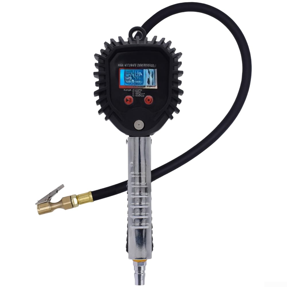 Manomètre numérique de pression des pneus 0-255 PSI avec LCD, 4 unités, tuyau