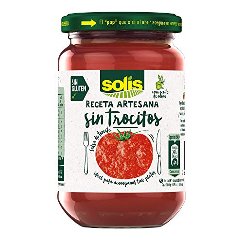 SOLIS Salsa de tomate Receta Artesana sin Trocitos Frasco Cristal - Tomate Sin Gluten - 350g