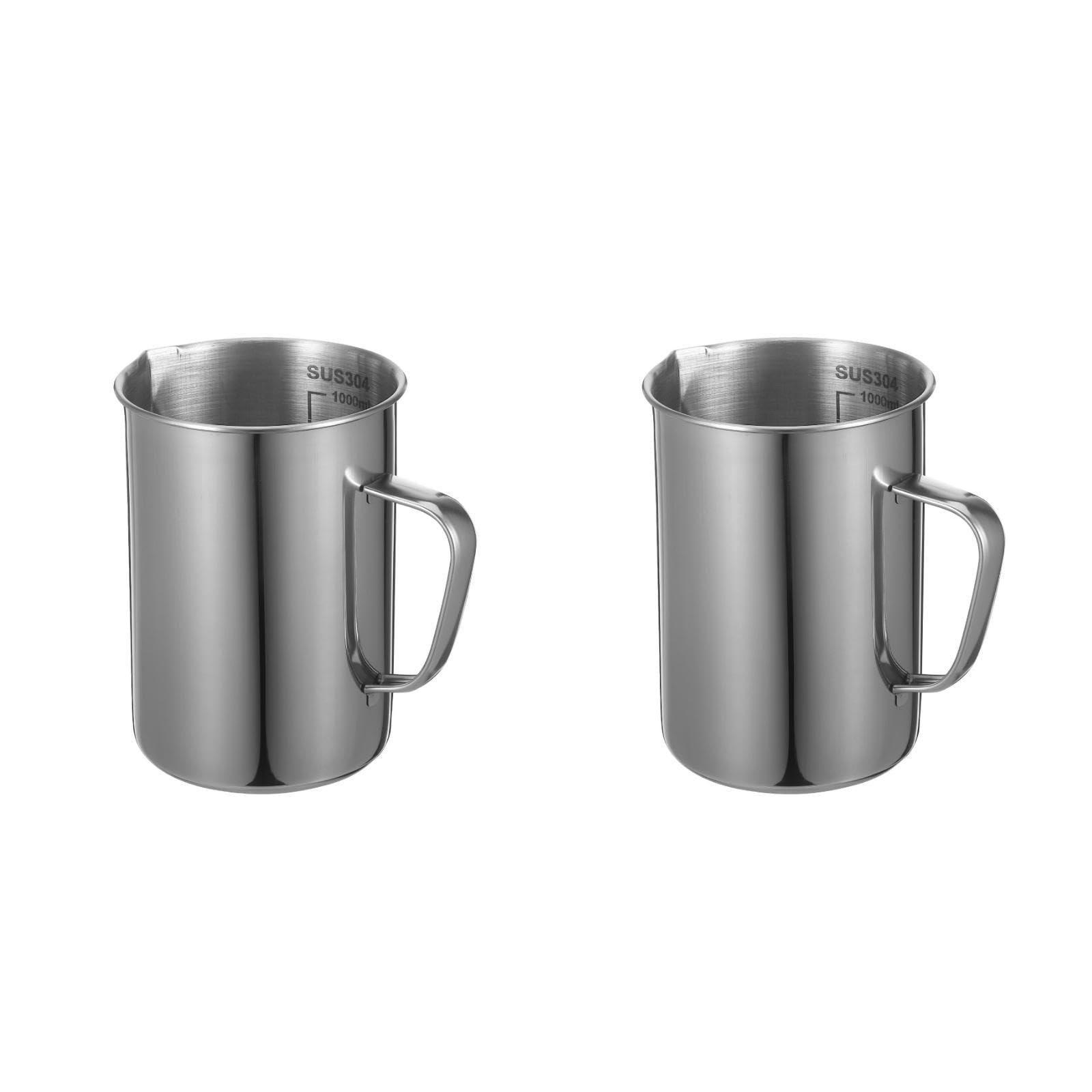Angoily 2stücke Stainless Steel Measuring Cup Für Labor Und Küche Präzise Messbecher Für Flüssigkeiten Und Wiederverwendbar Und Leicht Zu Reinigen