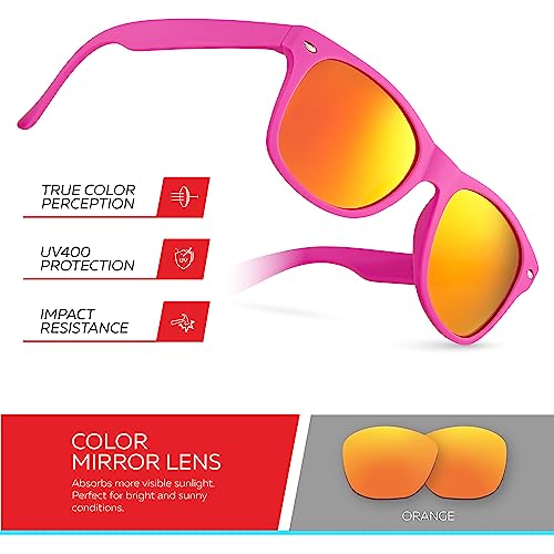 Image of Retro Rewind Kids Sunglasses for Boys Girls Age 3-12 - Shatterproof UV400 Toddler Children Sun Glasses