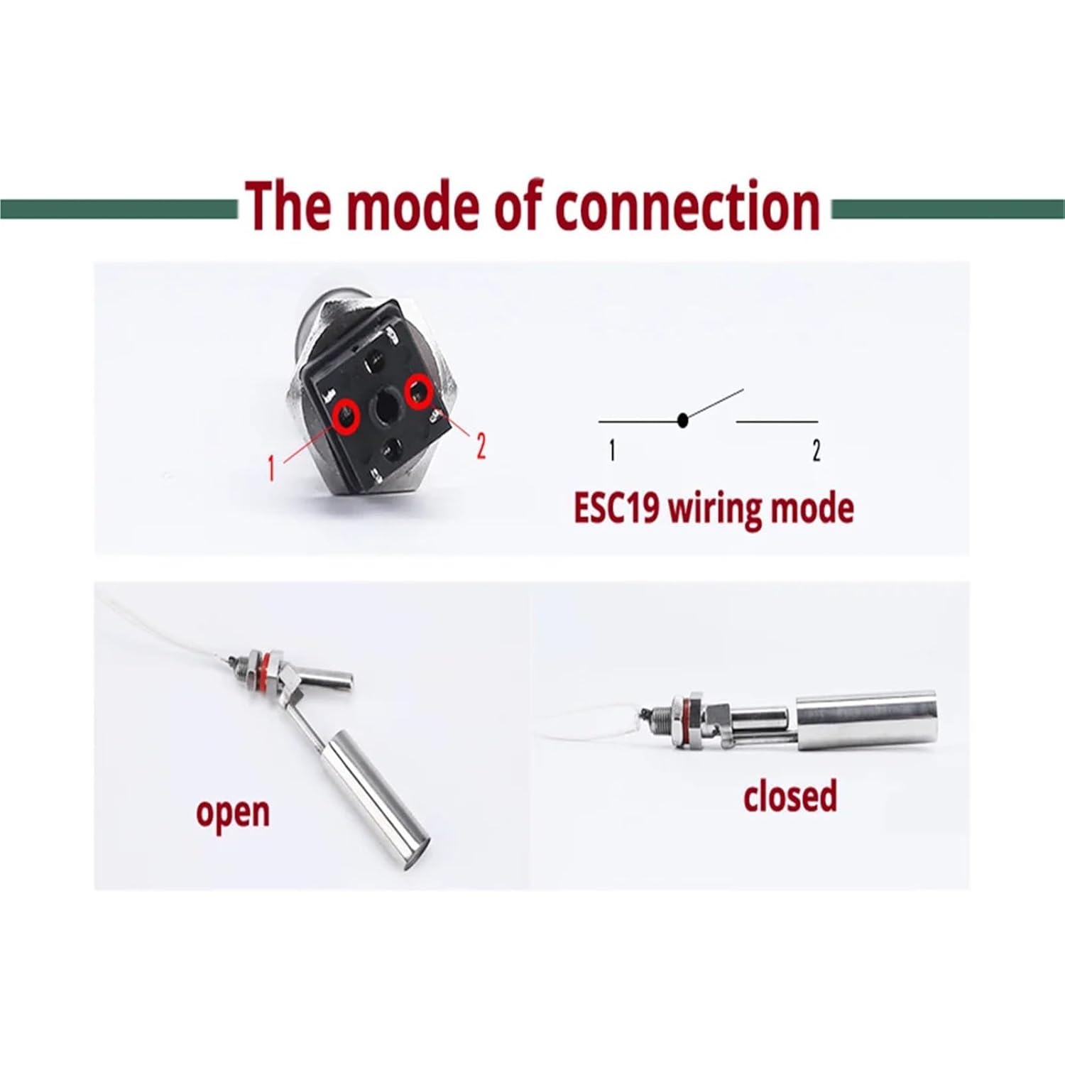 Water Level Switch Flow Sensor Horizontal Side Mount Liquid Controller Stainless Steel ESC11 1Pcs(110V)