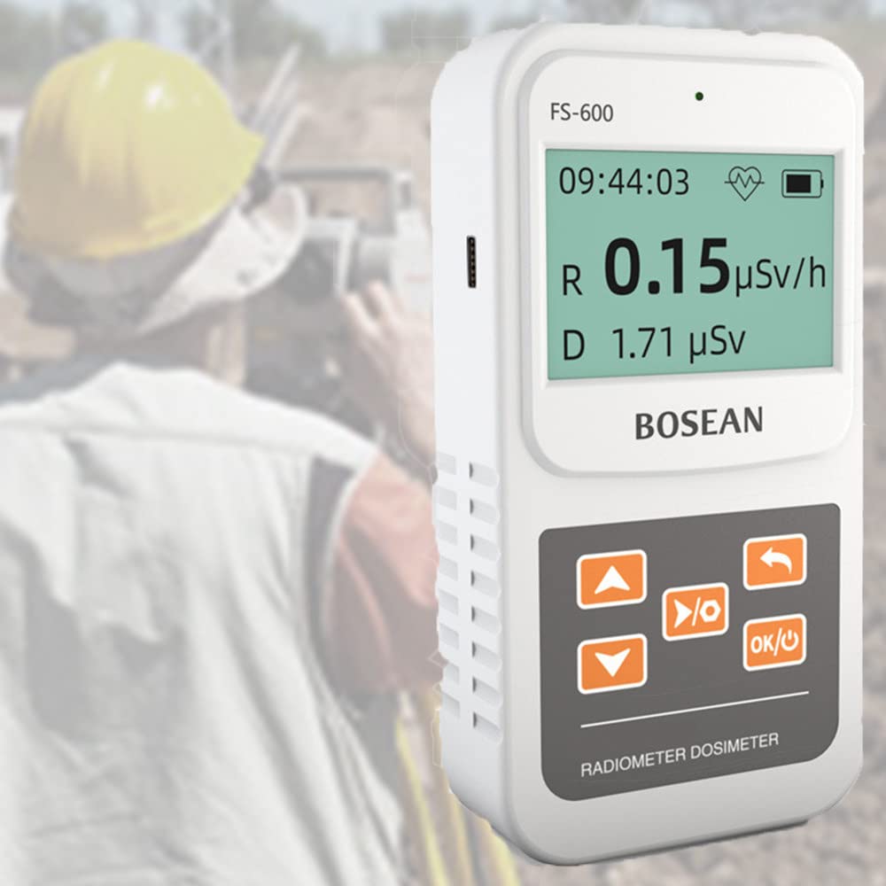 Detector De Radiación Nuclear Profesional Unidad De Alarma De Contador Geiger con Pantalla LCD, Detector De Radiación Personal, Monitor De Dosímetro Portátil,White