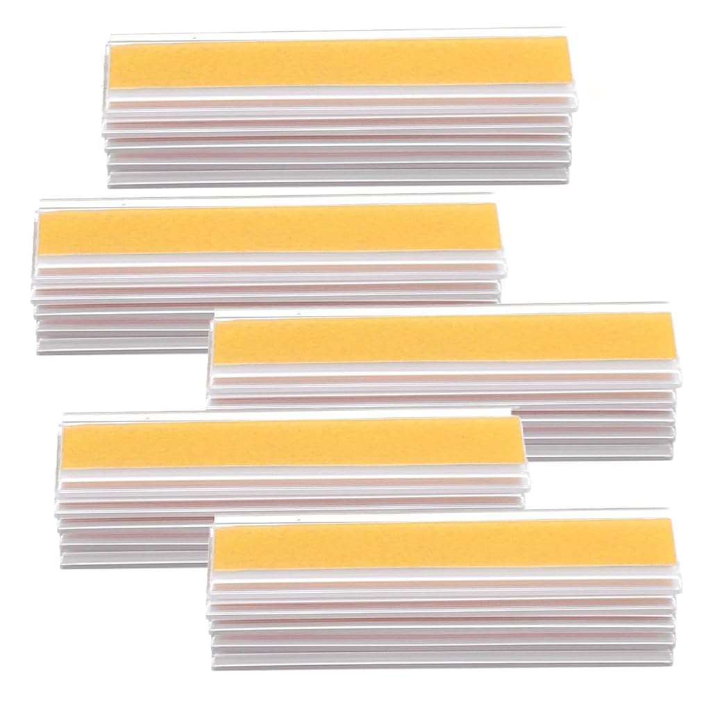 50 sztuk samoprzylepnych uchwytów na etykiety, 76 x 25 mm, przezroczyste etykiety cenowe na półki, regał na książki i szuflady, elastyczne etykiety na regały do biura, magazynu i supermarketu, łatwe