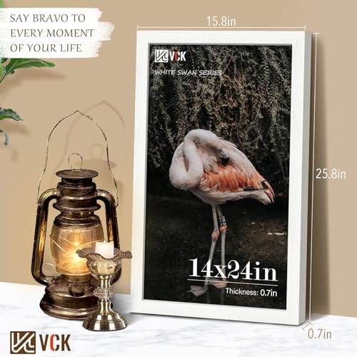 Image of VCK 14x24 Frames 3 Pack, White Poster Frame MDF Wood with Polished Plexiglass, Wall Mounting Horizontal & Vertical Display