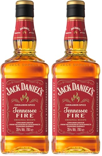 Jack Daniel's Tennessee Fire Whiskey, Fusión Jack Daniel's Old No.7 y Canela de Ceylán, Acabado Picante, 35% Vol. Alcohol, 700ml (Paquete de 2)