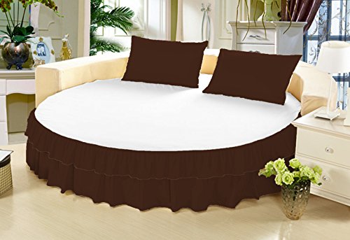 Cache-sommier rond café 233 cm pour sublimer votre chambre à coucher