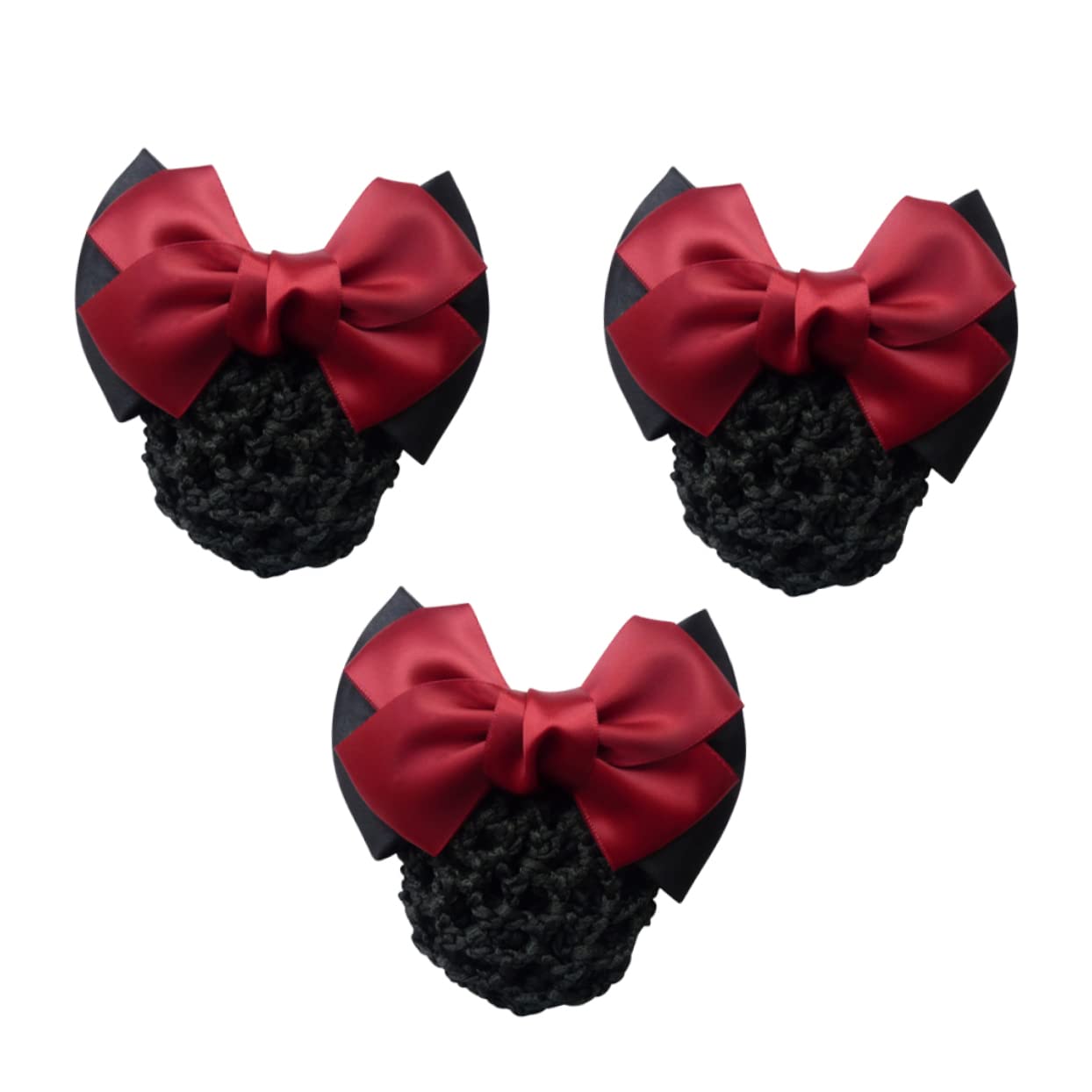 DOITOOL 6pcs Elastic Bun Bow Hair Net Clips for Women Girls Red Mesh Hair Accessories High Elasticity Headdress for and Daily Wear