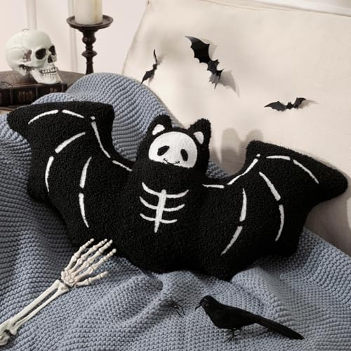 Phantoscope Happy Halloween Bat Shaped Throw Pillow, Teddy