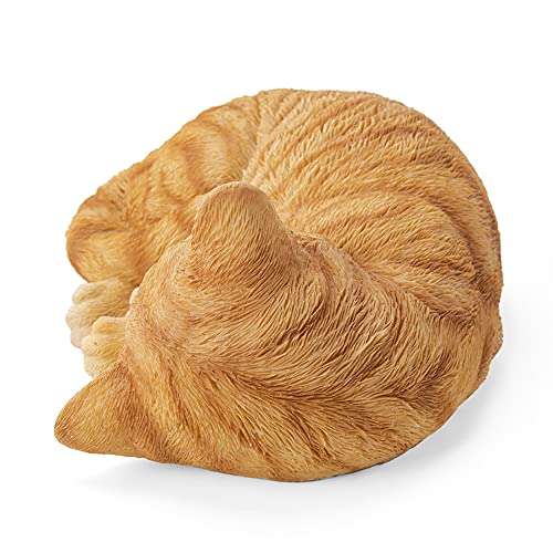 Bositigo SLEEPING TABBY CAT STATUE Sleeping Orange Tabby Cat Garden Statue Decor 8.27"L, Resin Realistic Cat Sculptures Gift thumb #2