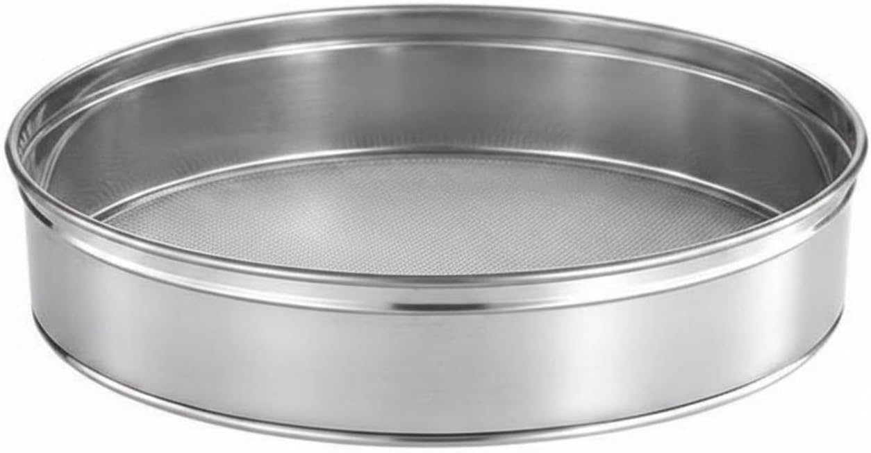 Tamiz de harina de acero inoxidable, tamiz redondo de malla de 30 cm para obtener mezclas suaves en la preparación de repostería y pasteles. (20cm)