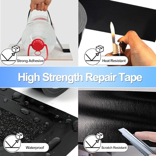 Image of 4.5Inch x 40FT RV Awning Repair Tape with Scissors, Outdoor Heavy Duty Repair Tape for Tarp, Tent, Boat Cover, Canvas, Sail Tape, Waterproof, UVproof and Heat-Resistant Tear Repair Pctch Kit
