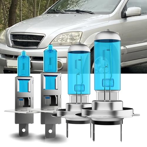 Image of Upgraded Halogen Headlight Bulbs Fit For Kia Sorento 2003-2006,H1 High Beam H7 Low Beam High Performance Headlights,Super Light 6000K White,Plug n Play,4-Pack