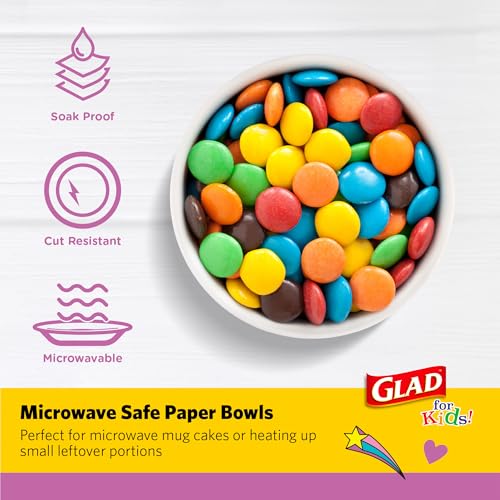 Image of Glad for Kids Unicorns Disposable Paper Snack Bowls, 12 Oz, 20 Count