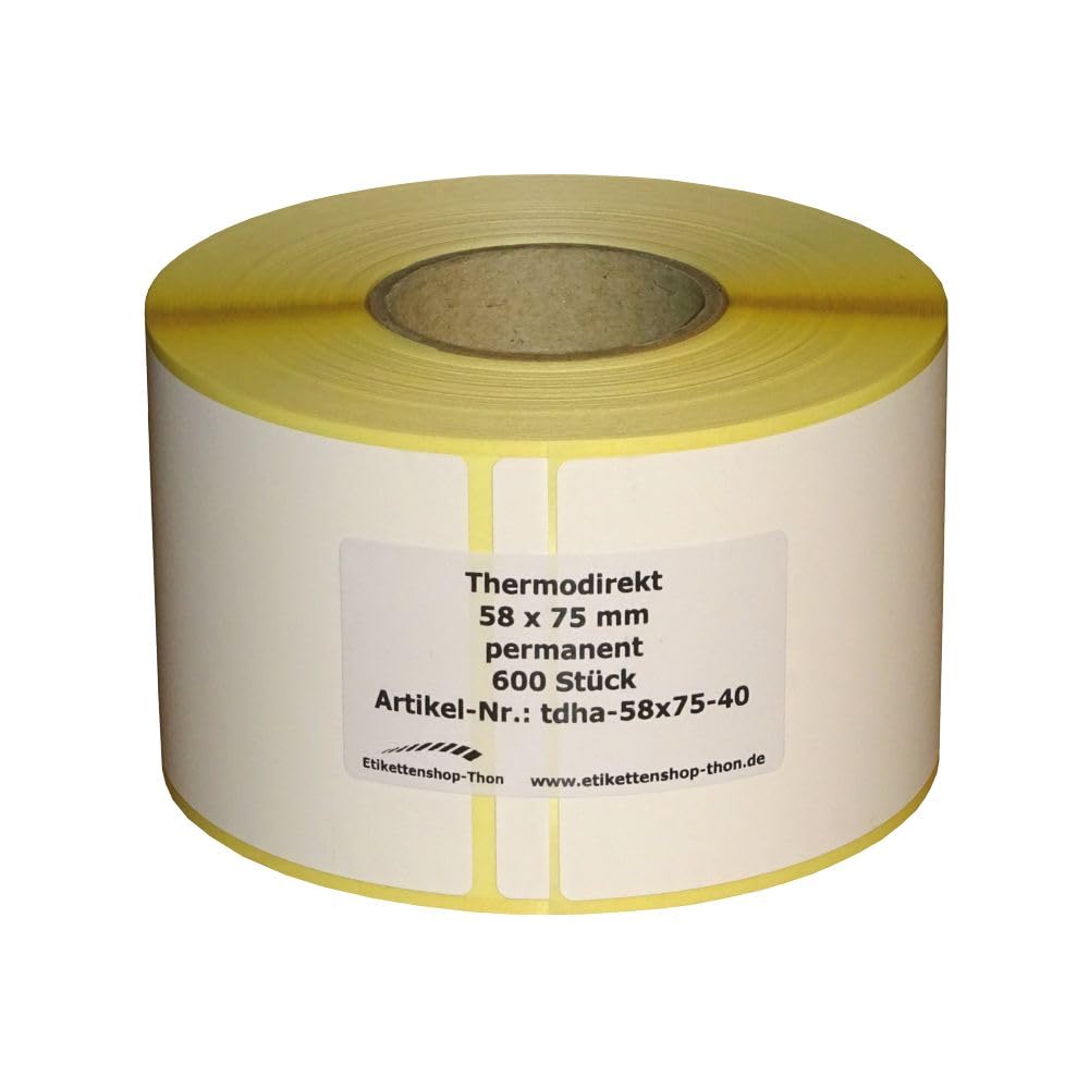 7.200 Thermoetiketten für Bizerba - 58 x 75 mm - Hülse 40 mm - BPA frei - permanent haftend