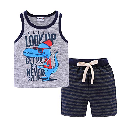 Image of Mud Kingdom Little Boys Summer Outfits Cute Cartoon Printing Tank Top Sets
