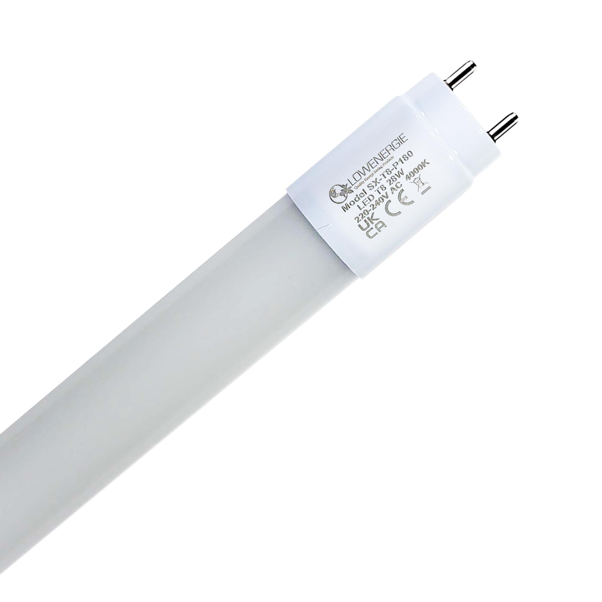 LOWENERGIE LED Polycarbonate Tube E, 6ft, 1764mm, 4000K-Frosted, 28 watts, 3108 Lumens, 28Kwh/1000 Hours (12)