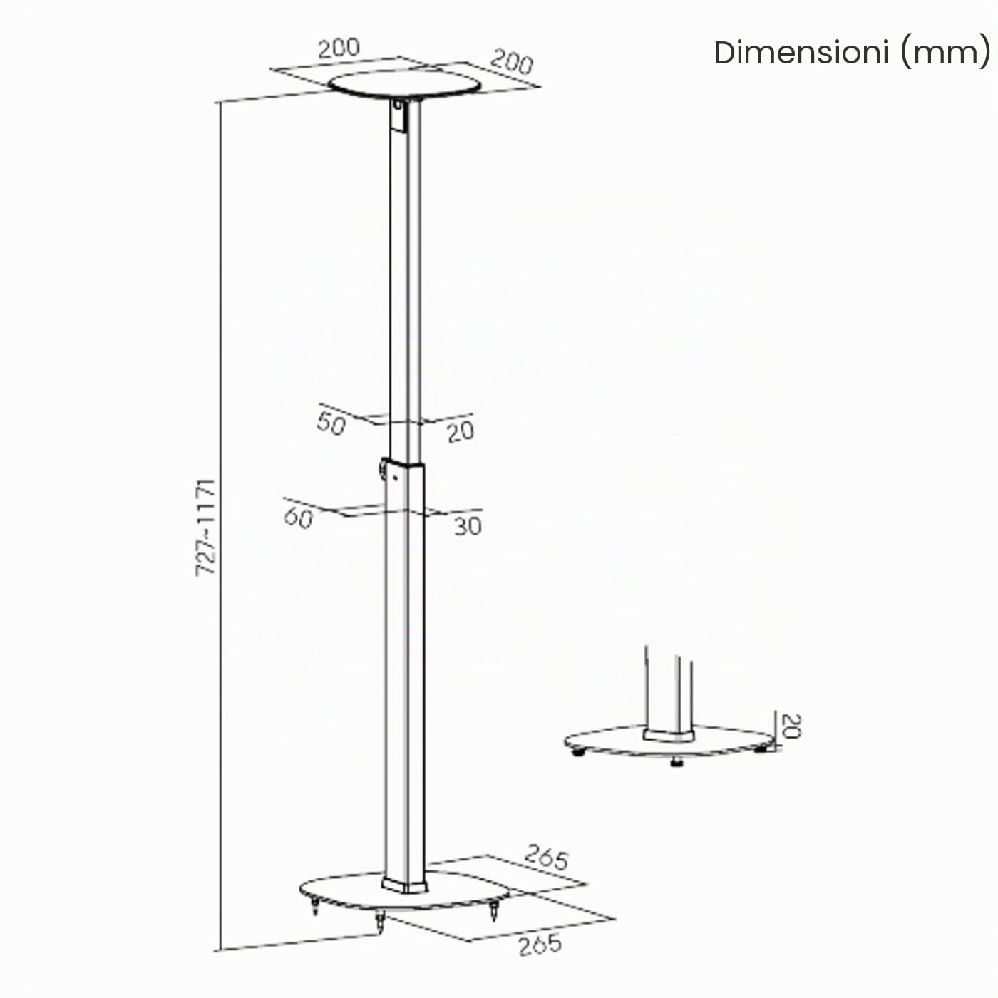 Altoparlante standard universale regolabile in altezza, set da 2 scatole audio standard
