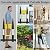 Telescoping Ladder A Frame 16.5Ft with Stabilizer Bar, Black+Yellow