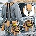 Tool Belt with Suspenders,27-Pockets Heavy Duty Tool Belts for Men with Magnetic Tool Pouch,Detachable & Adjustable Work Belt Bag for Electrician,Carpenter,Construction,Utility Toolbelt,Black,Brown