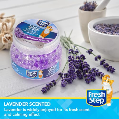Fresh Step Litter Box Deodorizing Gel Beads, Lavender Scent, 12 Oz | Neutralizes pet odors around litter box, vented lid for continuous fragrance release, soothing scent - image 3