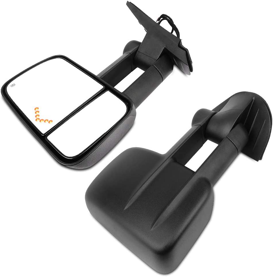 YISHUEE Towing Mirrors Pair – Power Adjusted, Heated, LED Turn Signal For 2008-2013 Chevy Silverado/GMC Sierra