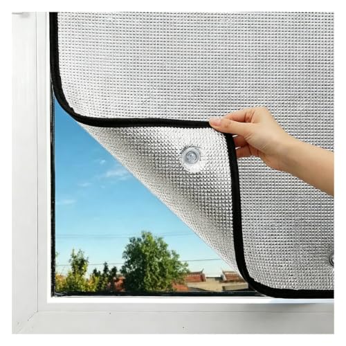 Película para Ventanas Aislante Térmico de Aluminio, Lámina Reflectante Anti UV con Ventosa, películas de Control de Calor, Panel Privacidad Opaca para Hogar Oficina Techo(95 x 120cm)