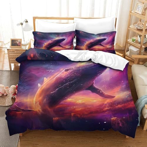 Parure de lit baleine dans l'espace microfibre résistante 140x200