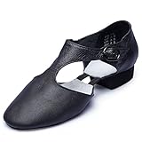 Leather Jazz Dance Shoes for Women Men Slip on Teaching Dance Sandals 8 M US Women Black