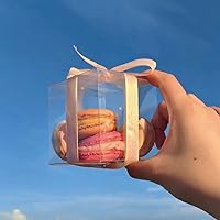 Vista 6 de PayPie Paquete de 45 cajas de regalo transparentes de 3 x 3 x 3 pulgadas con cintas, cubos de plástico transparente para decoraciones de cumpleaños