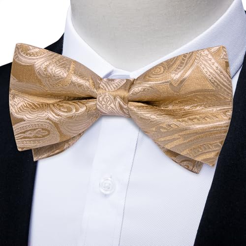 Image of DiBanGu Pre-Tied Bow Ties for Men Silk Adjustable Tuxedo Bowties Pocket Square Cufflinks Set with Lapel Pin Jacquard Woven