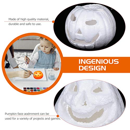 Healifty 3 peças de abóbora de espuma de artesanato branca Jack-O-Lantern modelagem, isopor, abóbora