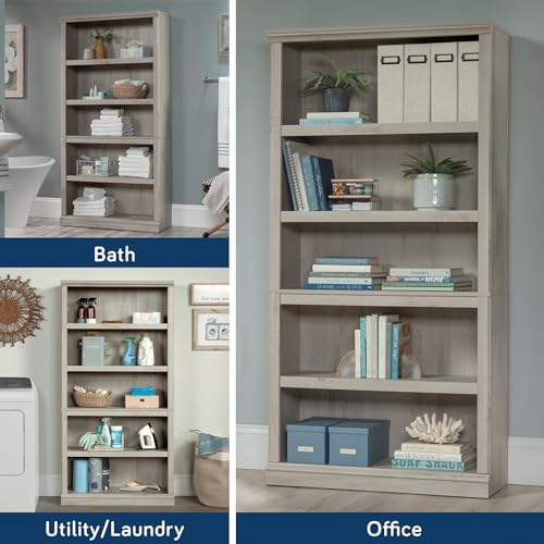 image for Sauder 5 Tier Book Shelf Wooden Bookcase Multipurpose Bookshelf for Ho