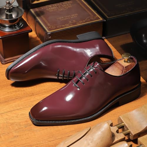 Santimon Men's Patent Leather Dress Shoes Elegant Wholecut Lace-Up Formal Shoes for Weddings, Business4